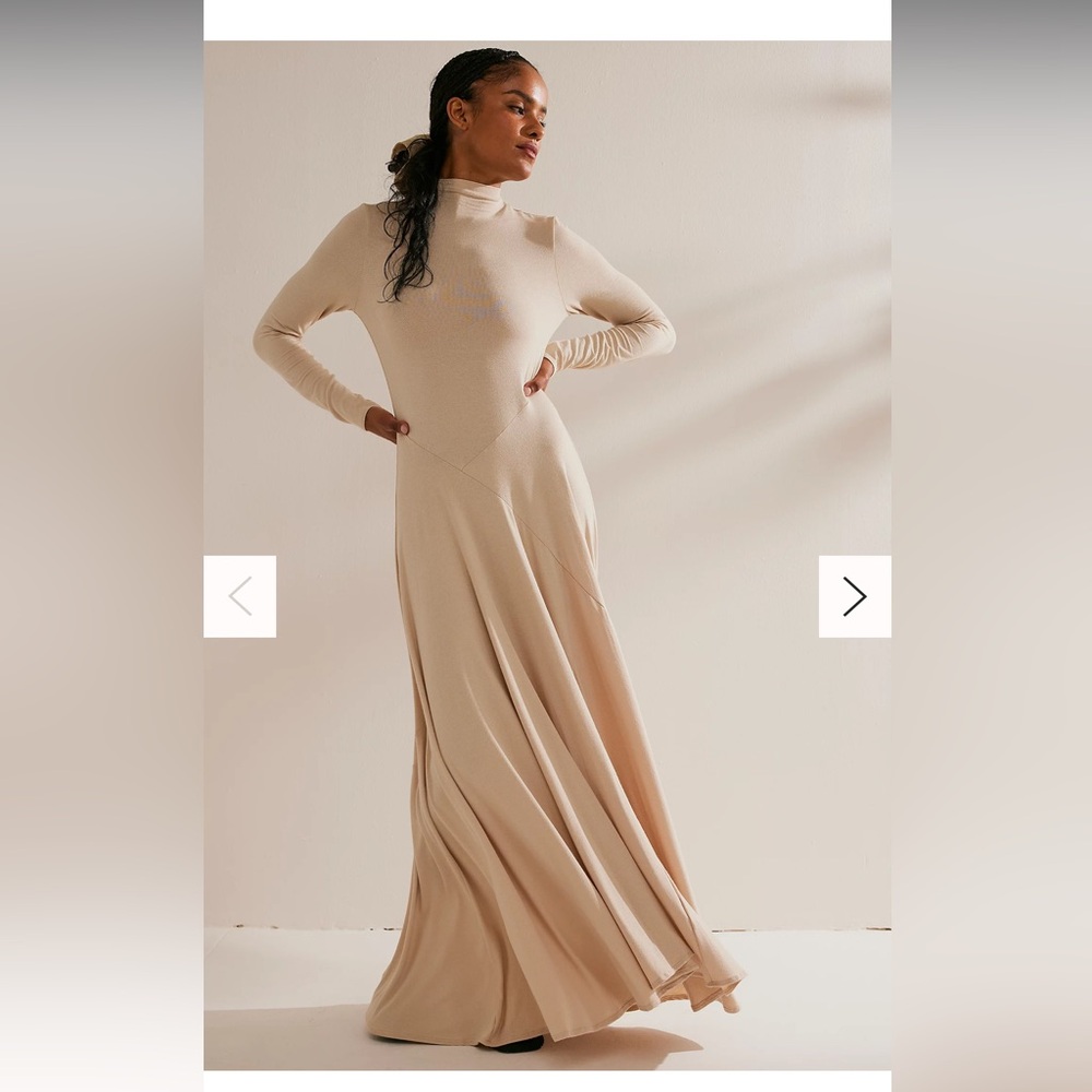 NWT Free People Pescado Maxi Dress in Stone